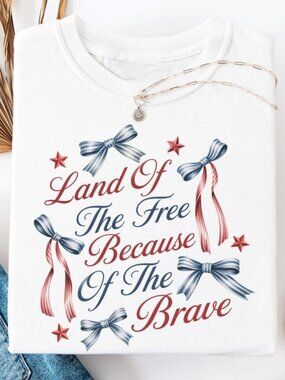 4th Of July Shirt, Graphic Bow Tee, Independence Day Shirt